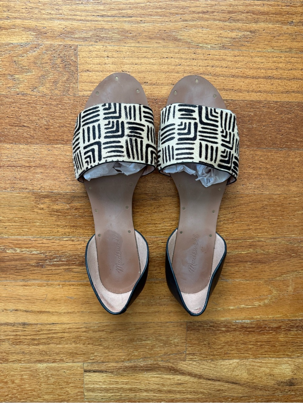 Madewell Black & Cream Geometric Slide Sandals